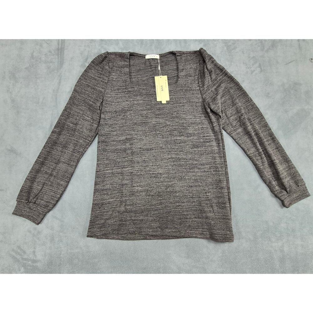 UVN Women's Long Sleeve Knit Top Gray Lightweight Stretch Size S NWT